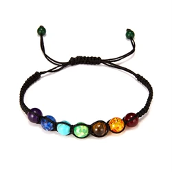 Boho 7 Chakra Healing Beaded Bracelets For Women Men 8mm Reiki Prayer Balance Beads Bracelet Adjustable Braided Bangles Jewelry