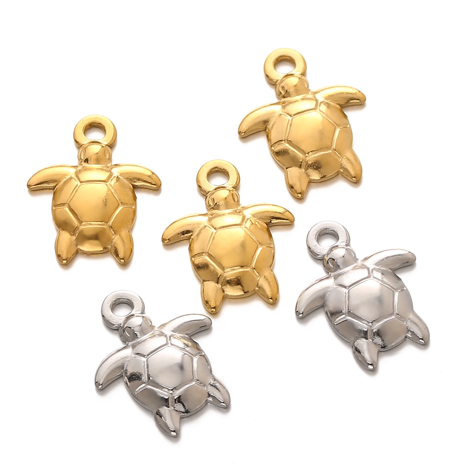3PCS Stainless Steel Animal Small Charms Sea Turtle Charm Pendant Fit Original Bracelet Necklace DIY Jewelry Supplies Wholesale