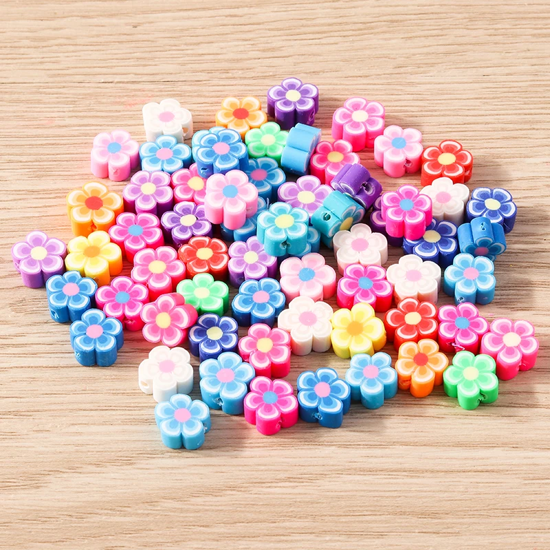 Tusember 100 Stück bunte, bunte, böses Auge-förmige Ton-Abstandshalter-Perlen für DIY-Armbänder, Halsketten und Schmuckherstellung – Detail 11