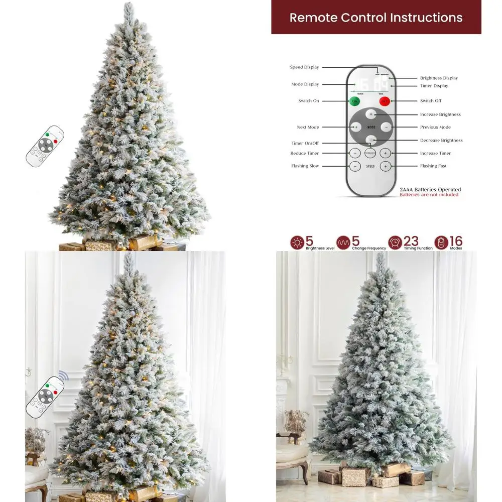 

Рождественская елка из снежной ели с предварительной подсветкой и дистанционным управлением, 4 фута, 150 двухцветных светодиодов, искусственная шарнирная елка для домашних праздников