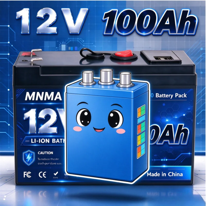 Large capacity 12V lithium battery, built-in BMS protection, camper camping fishing boat, solar off-grid outdoor power