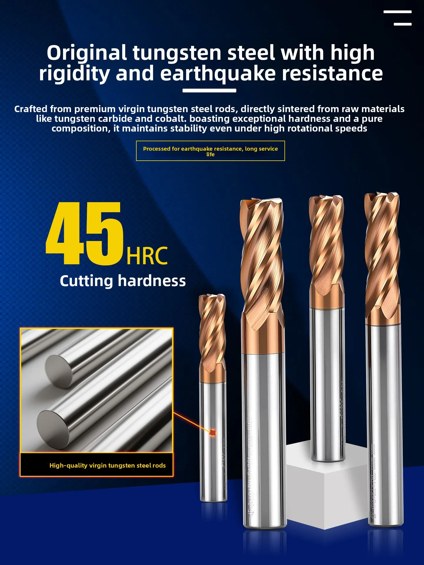 HRC55 4 Flutes Carbide Corner Radius End Mill Coated Tungsten Steel Bullnose CNC Milling Cutter for Metal Steel