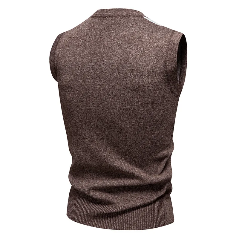 Bild 3: # 8643 Strickwaren Pullover Pullover Weste Männer V-ausschnitt Dünne Gestrickte Plaid Weste Männliche Ärmellose Warme Weste Weste Herbst