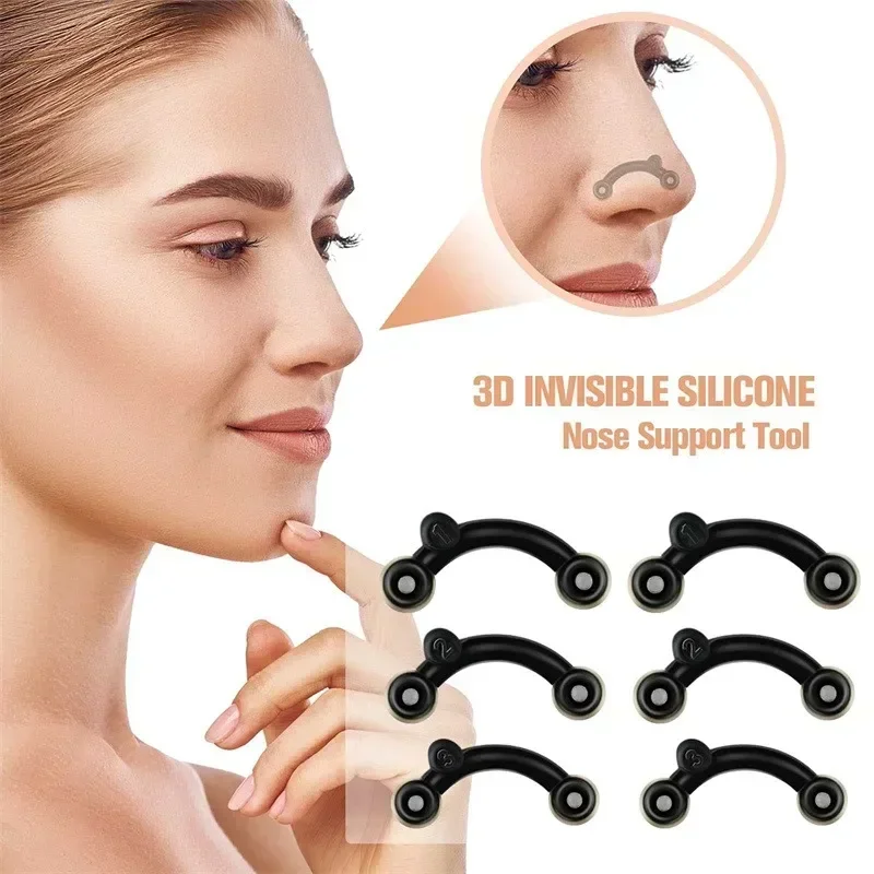 6Pcs/Set Beauty Nose Clip Nose Up Lifting Shaping Clip Corrector Massage Tool Clipper Shaper Bridge Straightening No Pain 3 Size