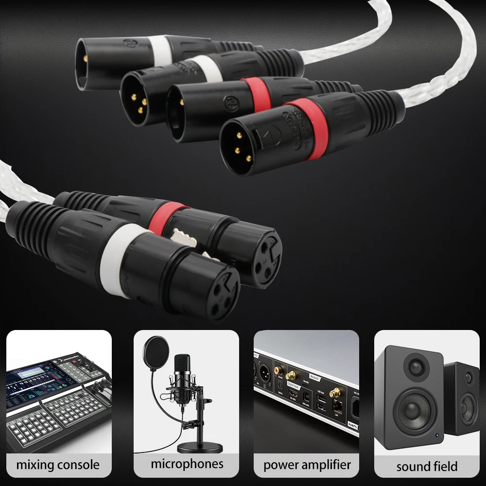 XLR أنثى إلى ثنائي XLR ذكر محول ميكروفون الصوت XLR إلى XLR Y-Splitter كابل متوازن