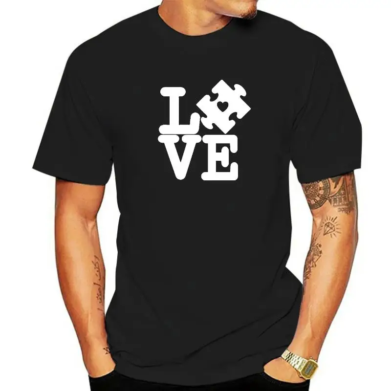 Love Autism Awareness Puzzle Piece Disability Support T-Shirt Cotton Young T Shirt Casual Tops Shirt Retro Comfortable