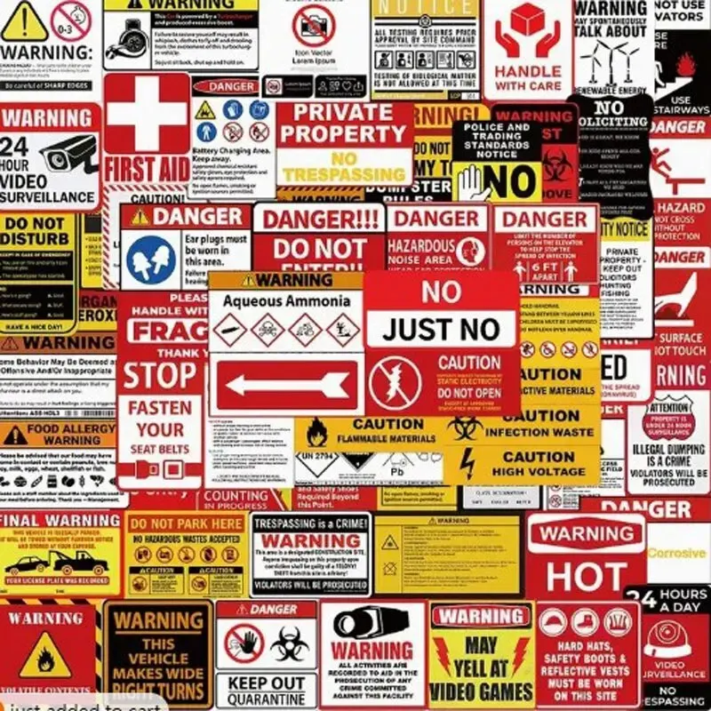 75 New Warning Safety Stickers Warning Signs PVC Stickers