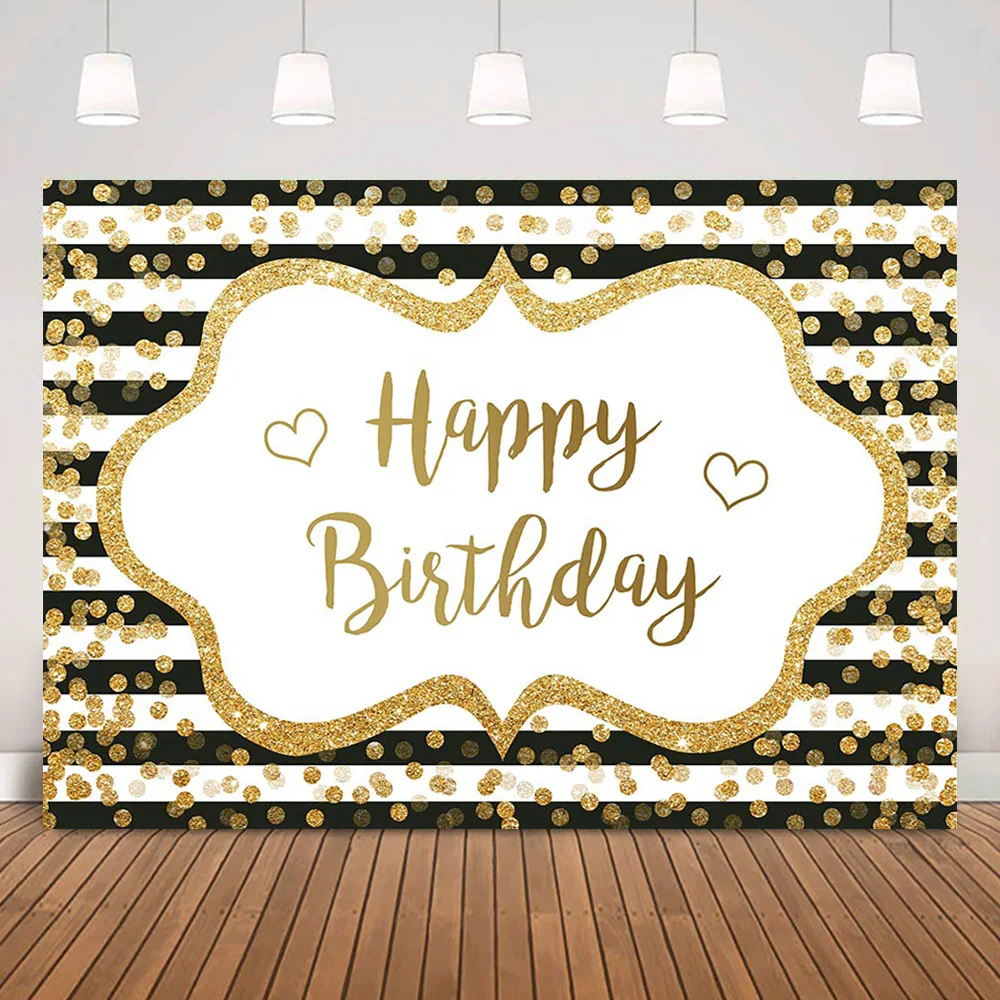 الذهب بريق النقاط عيد ميلاد سعيد خلفية الأبيض والأسود المشارب DIY بها بنفسك خلفيات حفلات زينة الكبار الاطفال لوازم عيد ميلاد