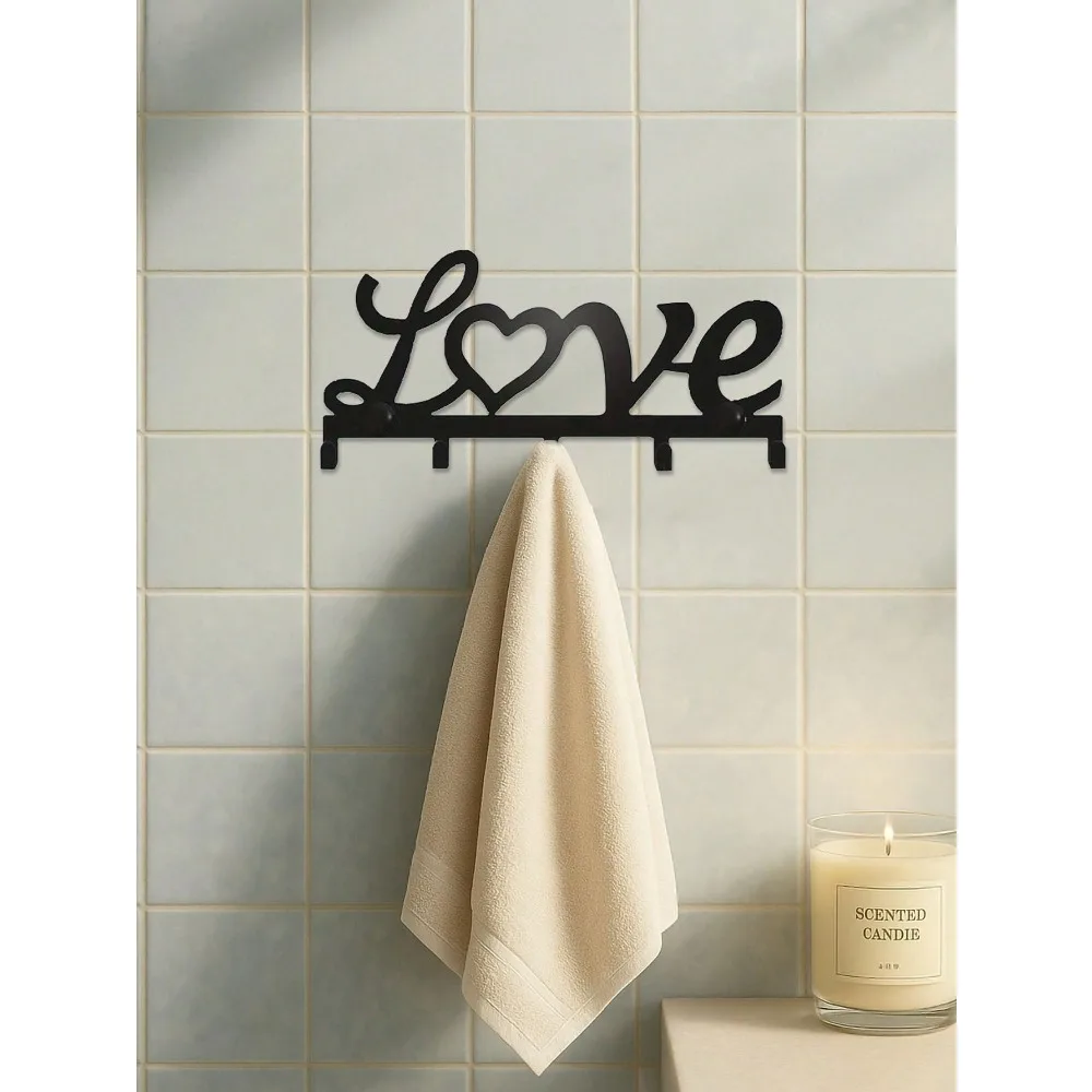 【Weihnachts- und Halloween-Spezial】 1 Stück Wandskulptur aus schwarzem Metall |   Gothic Love Schlüsselanhänger, Halloween- und Weihnachtsgeschenk