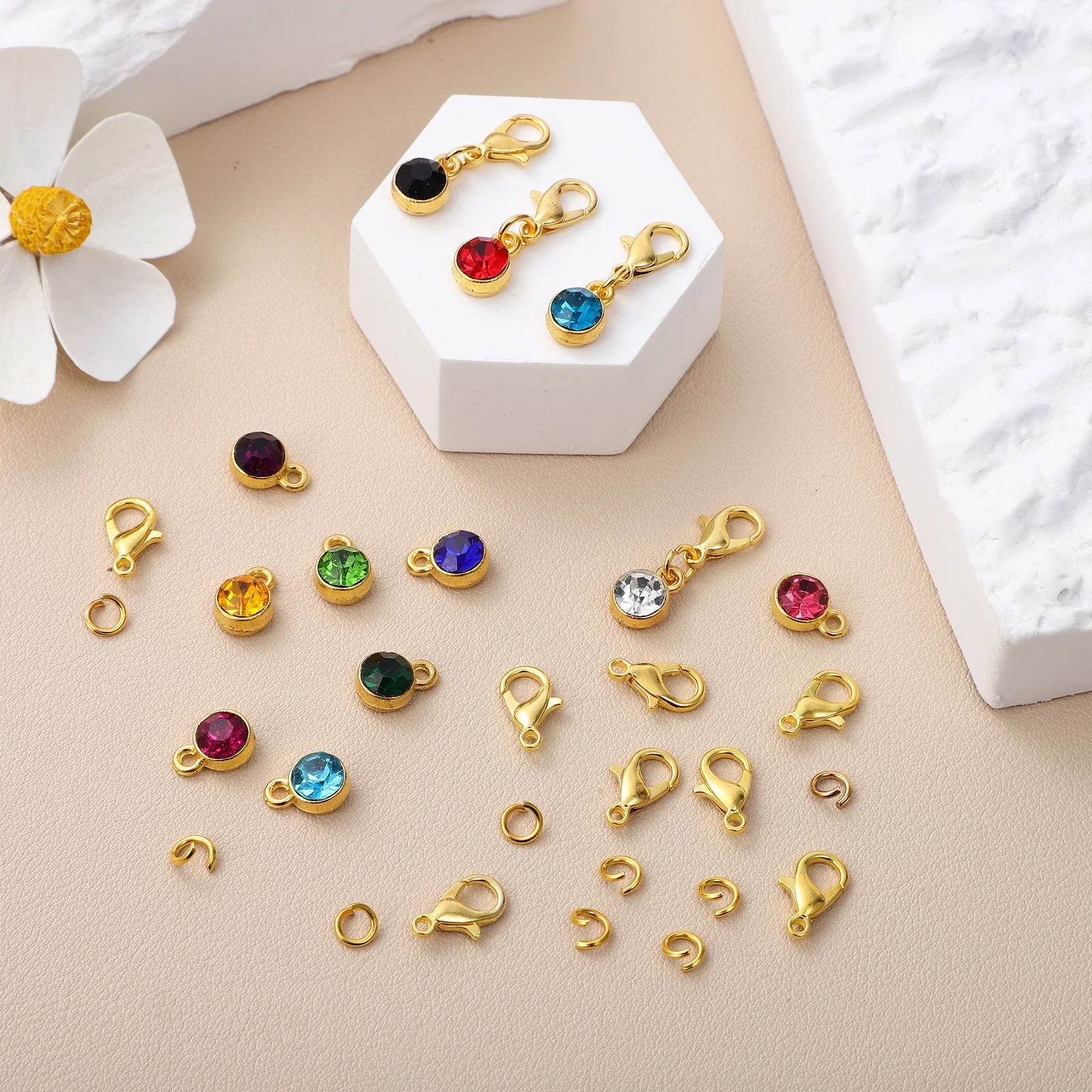 

48Pcs Jewelry Charm Metal Pendants Colorful Gems for DIY Bracelet Necklace Earrings Making Accessories Bracelet Charms