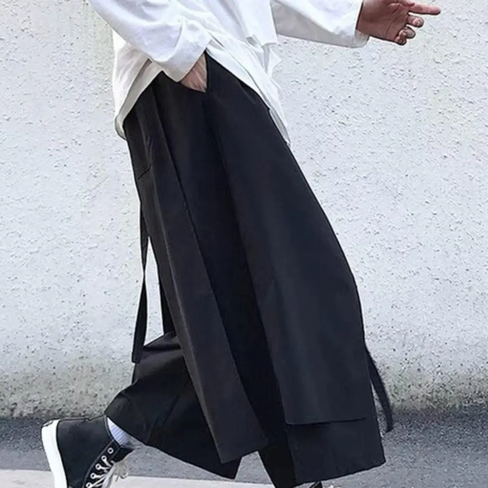 Simple Loose Fit Men Pants Trendy Men's Loose Fit Hip-hop Pants with Pockets for Everyday Street Style Men Black Casual Pants