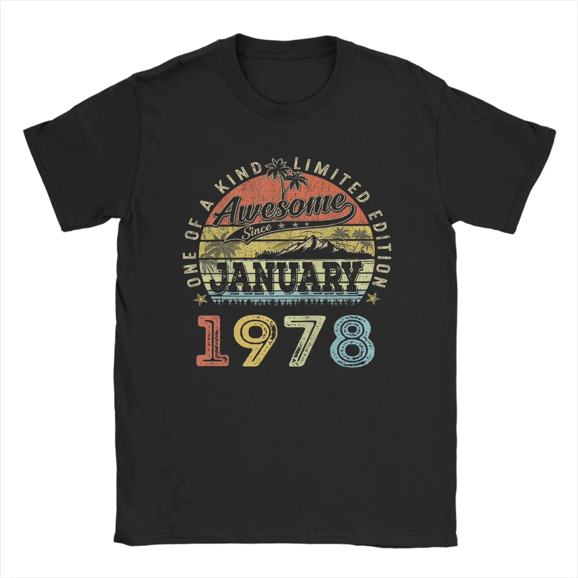 

48 Limited Edition 1978 January 48th Birthday T Shirts for Men Cotton Novelty T-Shirt Tees Short Sleeve Tops Birthday Present