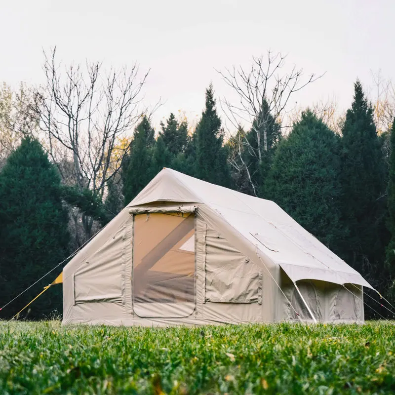

3-5 Person L Size Canvas Cotton Bell Tent Inflatable Camping Tent Portable Outdoor Air Tube Bell Tent Quick Setting