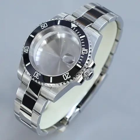 Caixa de Relógio de Mergulho 40mm SUB com Cristal de Safira para NH35 NH36 NH34 Miyota8215 ETA2824 PT5000 ST2130 Acessórios para Relógio com Fivela Deslizante