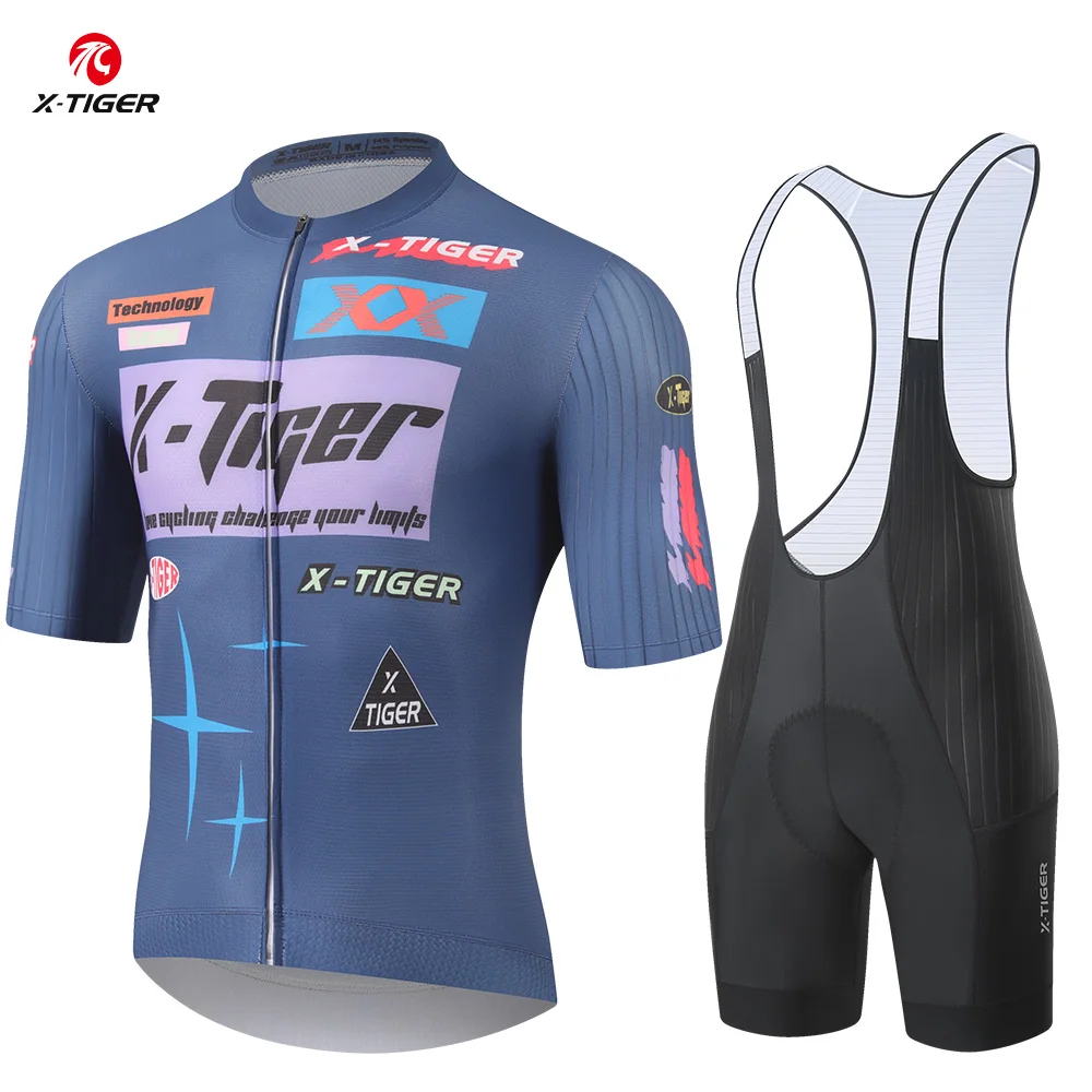 

Мужской велосипедный костюм X-TIGER, летний дышащий комплект с короткими рукавами, профессиональный комплект для велоспорта с защитой от ультрафиолета SPF 50+, мужская одежда для горного и шоссейного велоспорта