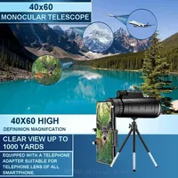 40X60 HD Professional Telescope Monocular Powerful Binoculars Low-light night vision Zoom with Smartphone Hunting Camping