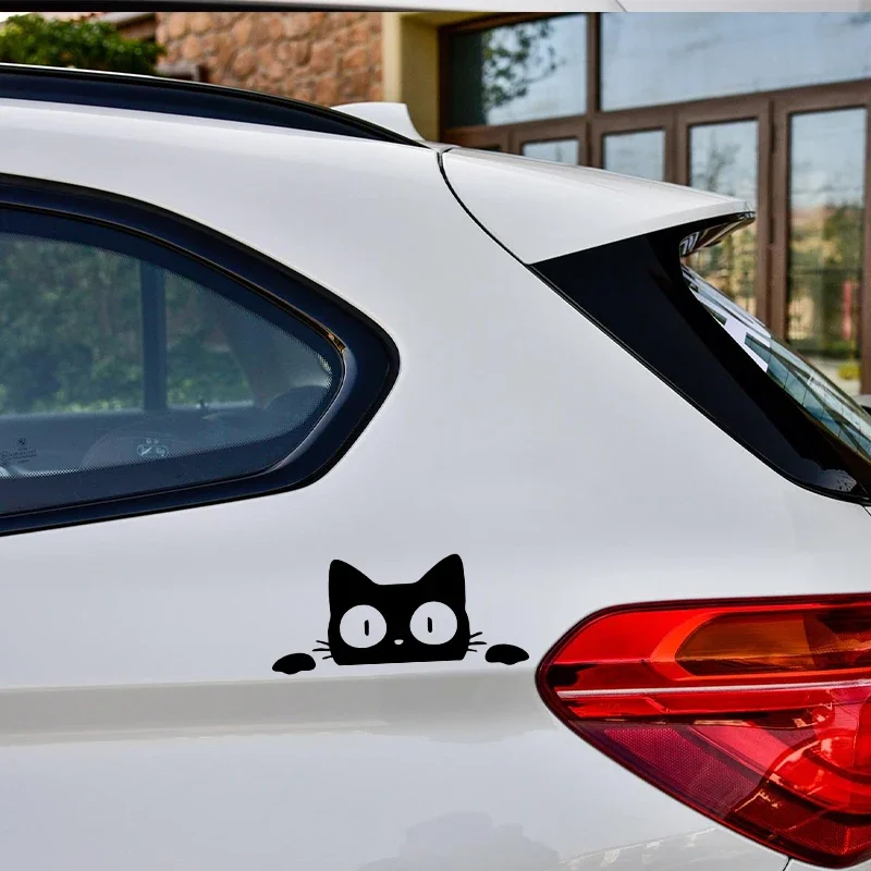 Universal Surprise Cat Peeking Stickel Nero/Bianco Divertente Decalcomania in vinile Car StylingDecorazione Accessori