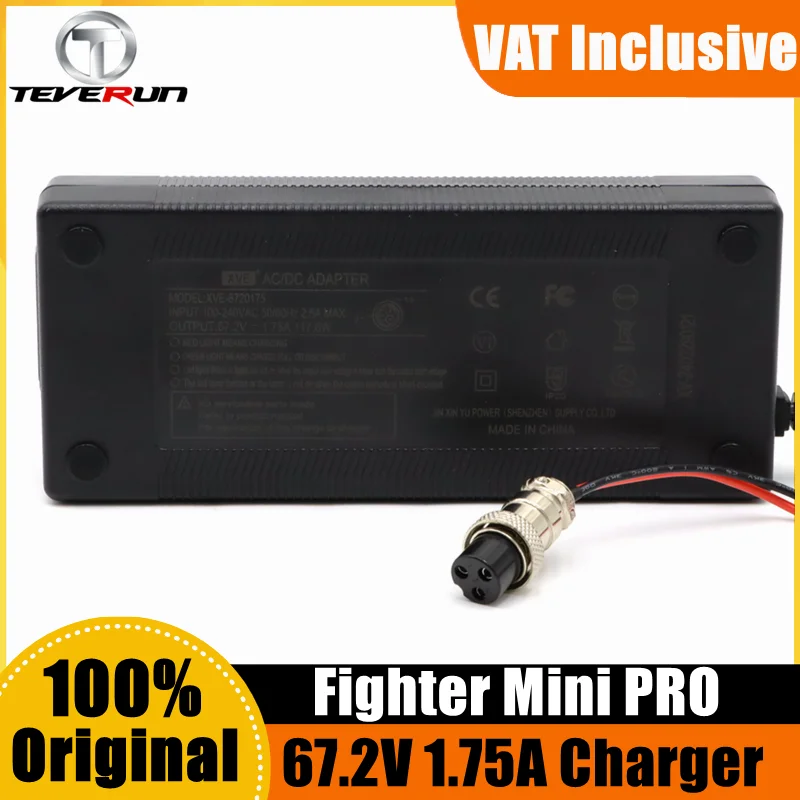 Original TEVERUN 67.2V 1.75A Battery Charger For Teverun Fighter Mini PRO 60V Electric Scooter 3-Pin Certified Charger Accessory