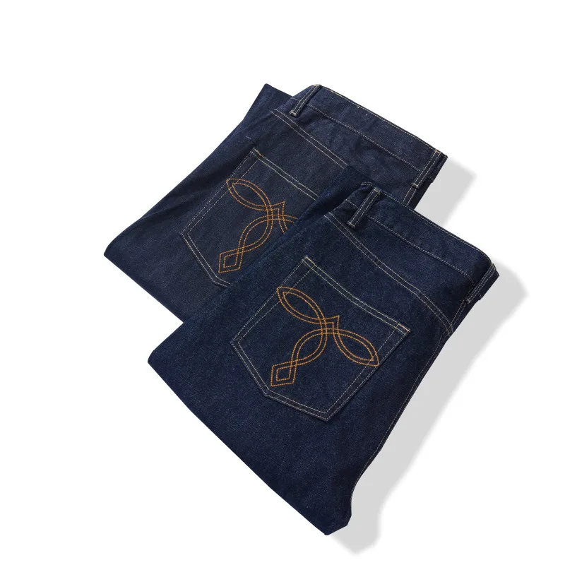 جينز عالي الجودة 13.2 أونصة ثقيل الوزن أصلي مستقيم الساق للرجال جينز كلاسيكي سميك غير رسمي من قماش الدنيم القطني للرجال #6