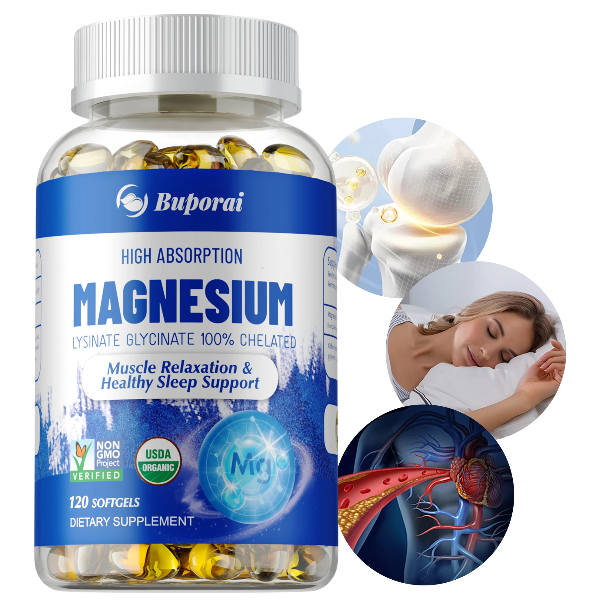 

Highly Absorbable Magnesium - Supports Bone Density and Muscle Relaxation, Promotes Healthy SleepSupplements