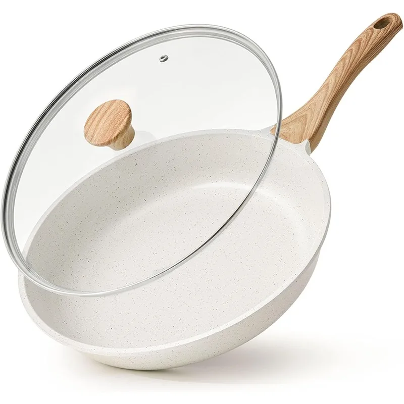 

Nonstick Ceramic Frying Pan Skillet with Lid, 10 Inch Omelet Pan, Healthy Non Toxic Chef Pan, Induction Compatible Egg