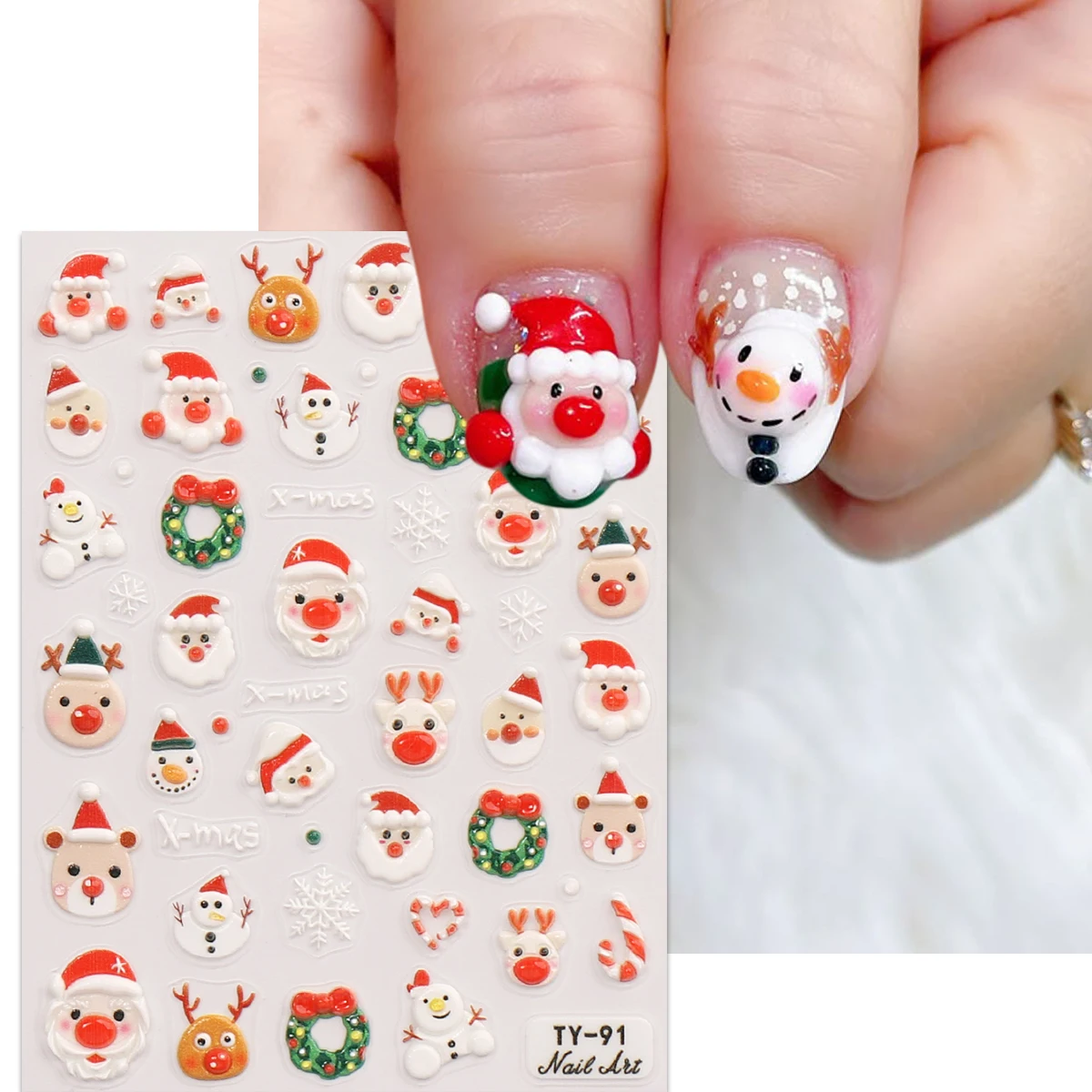 Christmas exquisite embossed nail art stickers, easy to apply nail decoration, DIY, gifts, party makeup, art stickers