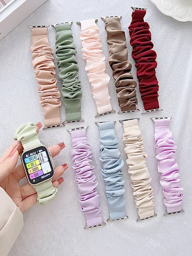 Correa Scrunchie para Apple Watch ultra Band 49mm 45mm 41mm 44mm 40mm 38/42mm pulsera de nailon elástico iwatch series 8 7 6 5 4 3 SE