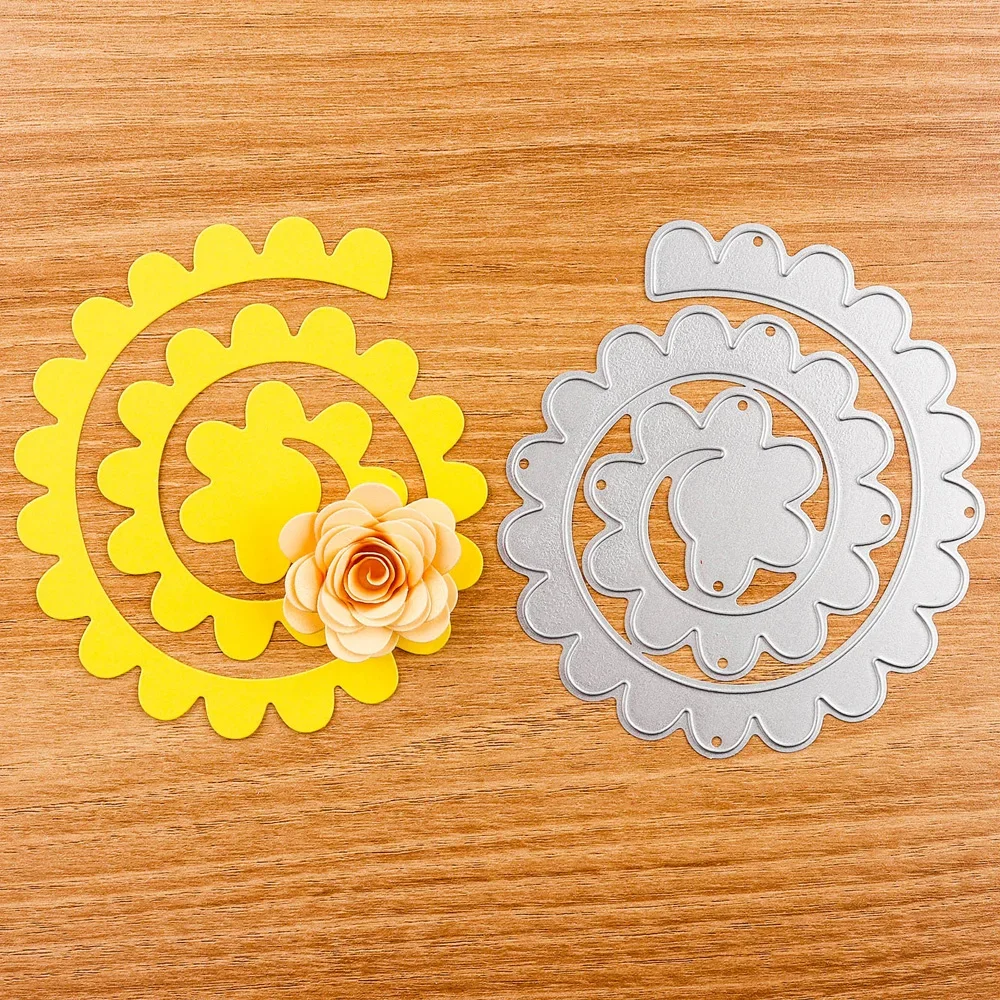

3D Large Spiral Rolled Flowers Garland Cutting Dies For DIY Scrapbook Paper Cards Embossed Decorative Craft Making 11.5*10.5cm