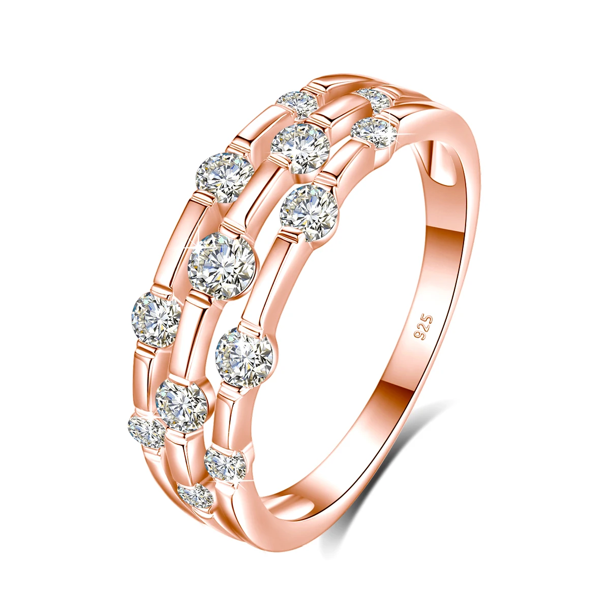 Szjinao Trendiger Ehering, Moissanit-Ring mit Zertifikat, echtes Silber 925, Verlobungsschmuck, Geschenk für Frauen, Positive Stones