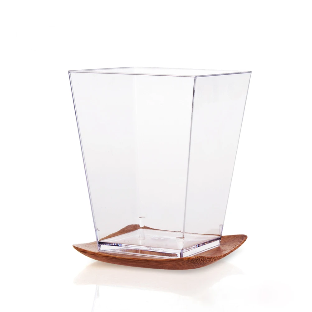 

50 Pcs Dessert Cup Disposable Plastic Glass Sweets Coffee Dishes Verrines Party Jelly Square Reusable Kitchen Barware Containers