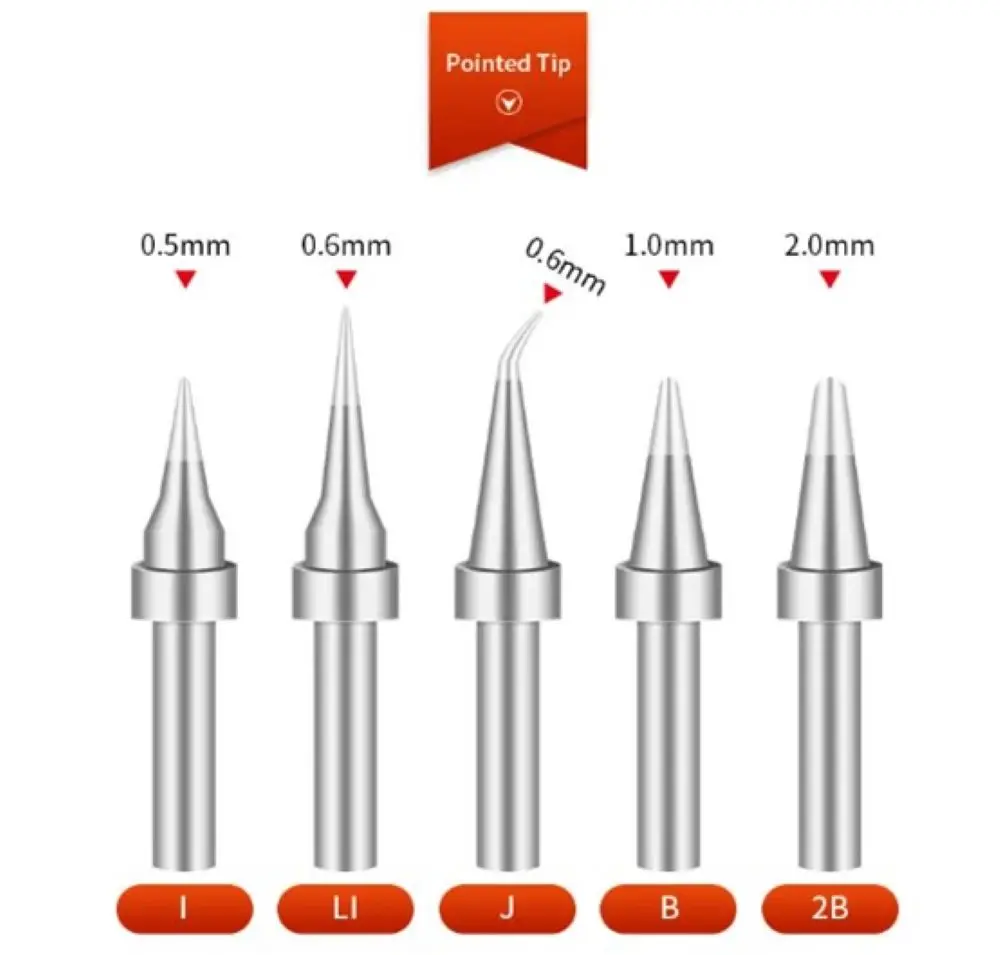 10-pack of QUICK universal 200 series pointed soldering iron tips suitable for 90-120W high-frequency soldering stations