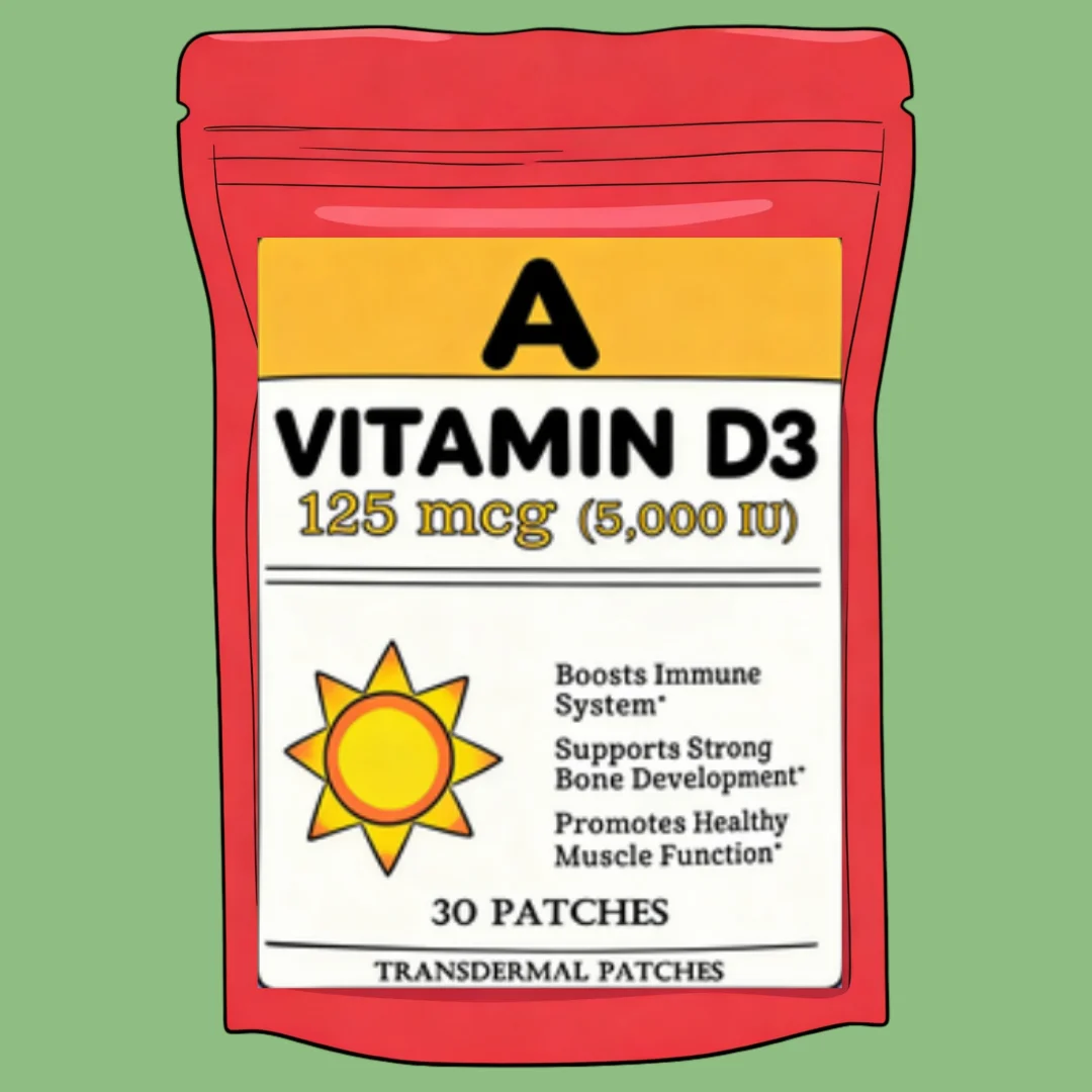 Vitamin D3 5000 IU, Vitamin D Transdermal Patches, Premium for Immune Support, Healthy Muscle Function, Bone Health 30 Patches