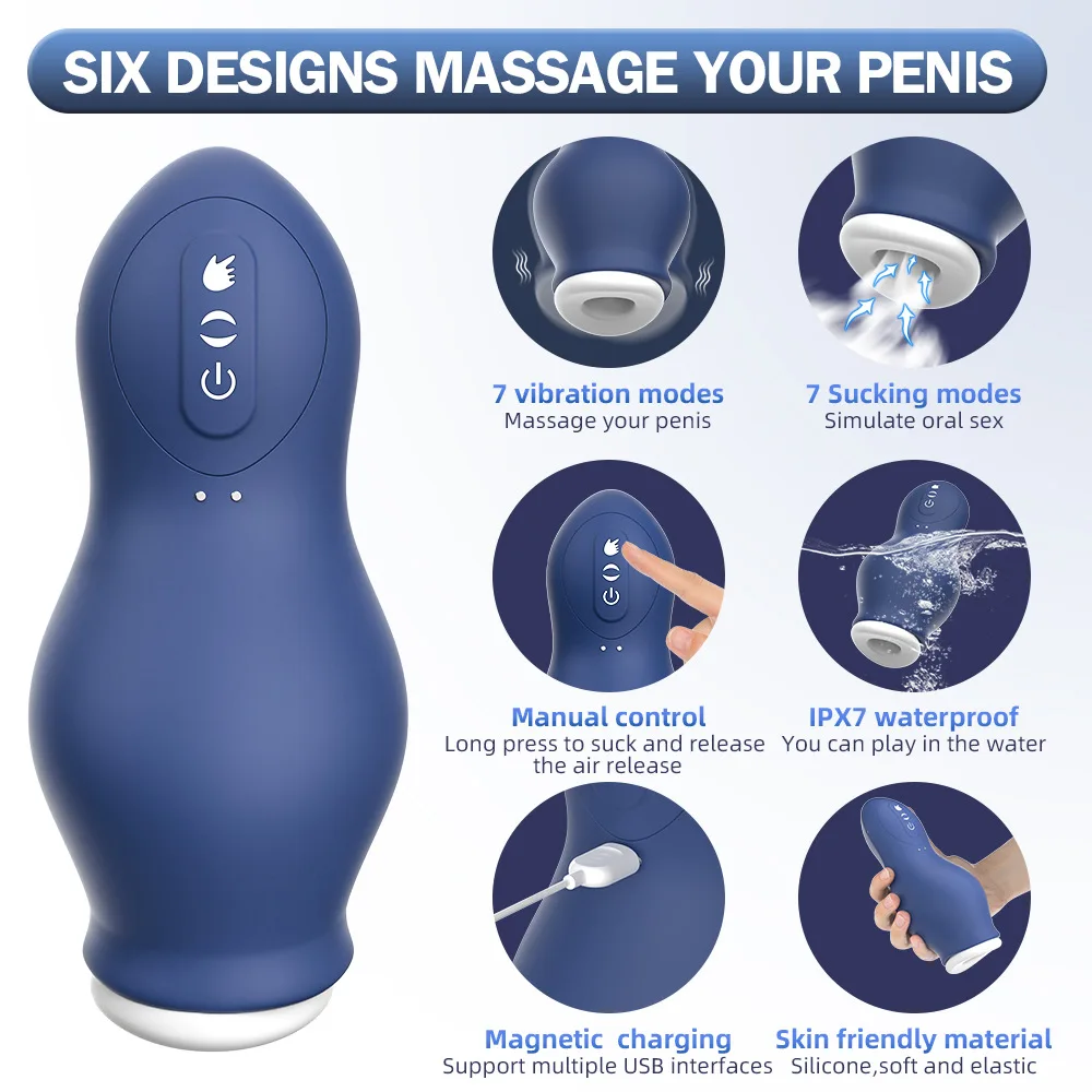 Masturbator For Men Automatic Sucking Male Machine Oral Penis Vibrator Sex Toy For Men Masturbation Cup Silicone Blowjob Machine