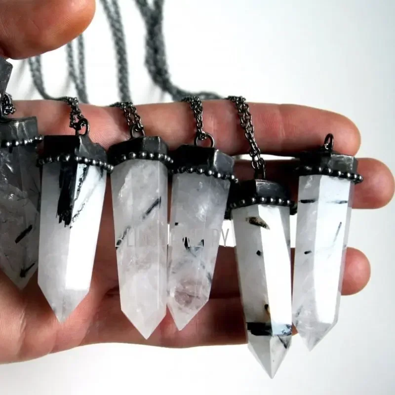 

10pcs Healing Crystal Arcane Collar Necklace Tourmaline Rutilated Quartz Obelisk Witch Wicca Goth Gothic Fairycore y2k Jewelry