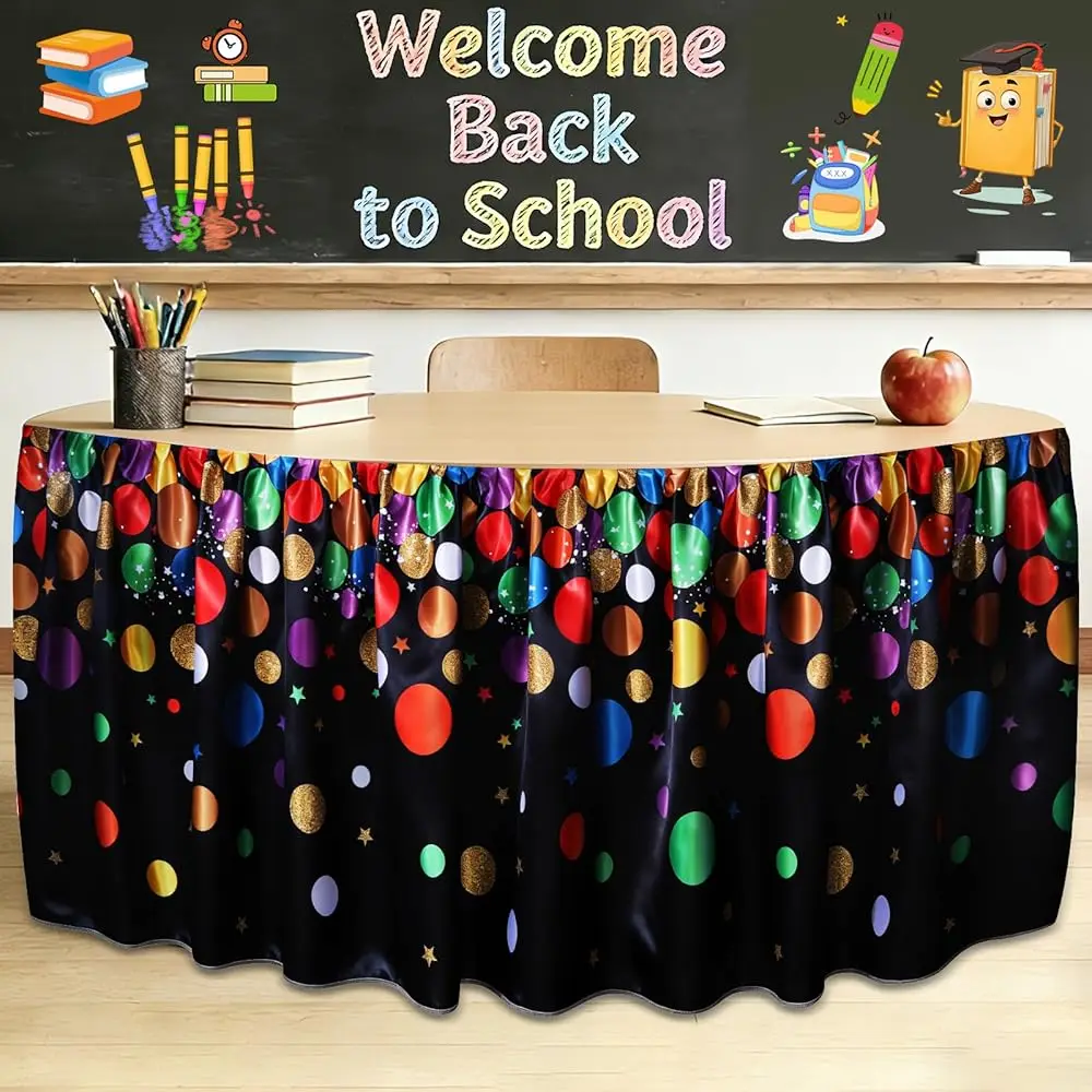 

6-футовая цветная прямоугольная скатерть-юбка с рюшами для стола учителя в классе, настольная накидка-шторка для стола