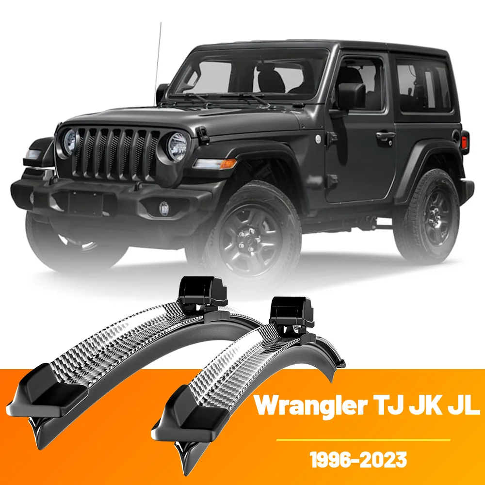 

2 шт., щетки стеклоочистителя переднего стекла, дворники из углеродного волокна для Jeep Wrangler TJ JK JL 1996-2023 2007 2008 2017 2018 2019