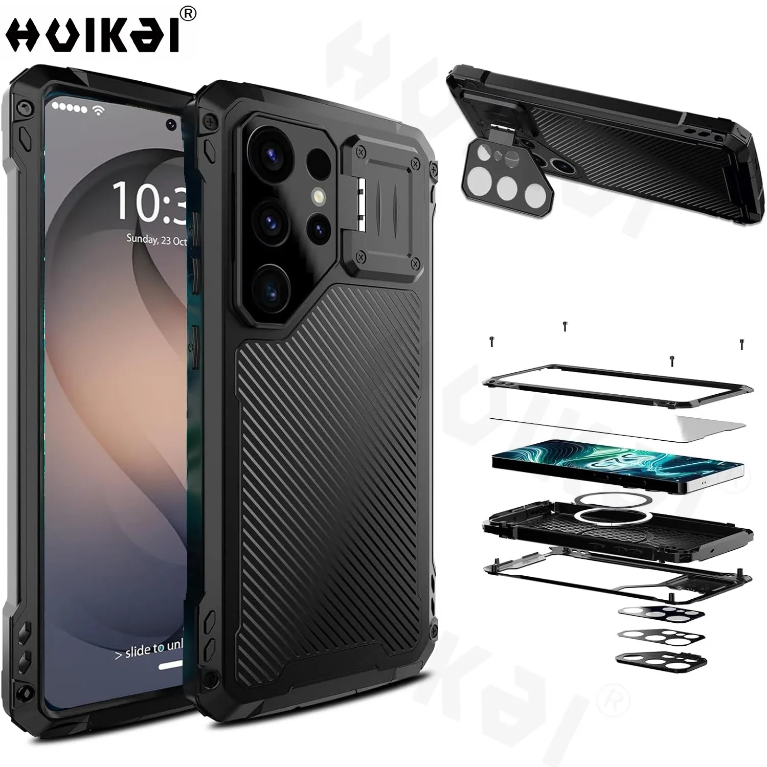 For Samsung Galaxy S26 Ultra S25 S24 Heavy Duty Military Grade Shockproof Case Lens Protector Stand Aluminium Armor Bumper Cover
