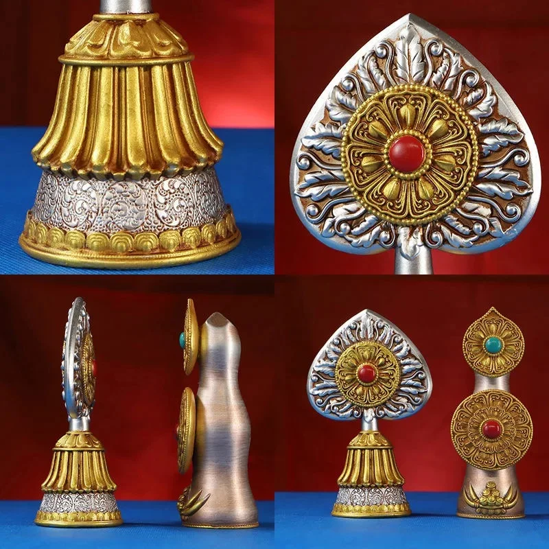 Painted Buddhism Furnishing Hand Made Ghee Flower And Resin Tantric Tribute Dharma Ware Buddhist Home Gift Collection Decorative