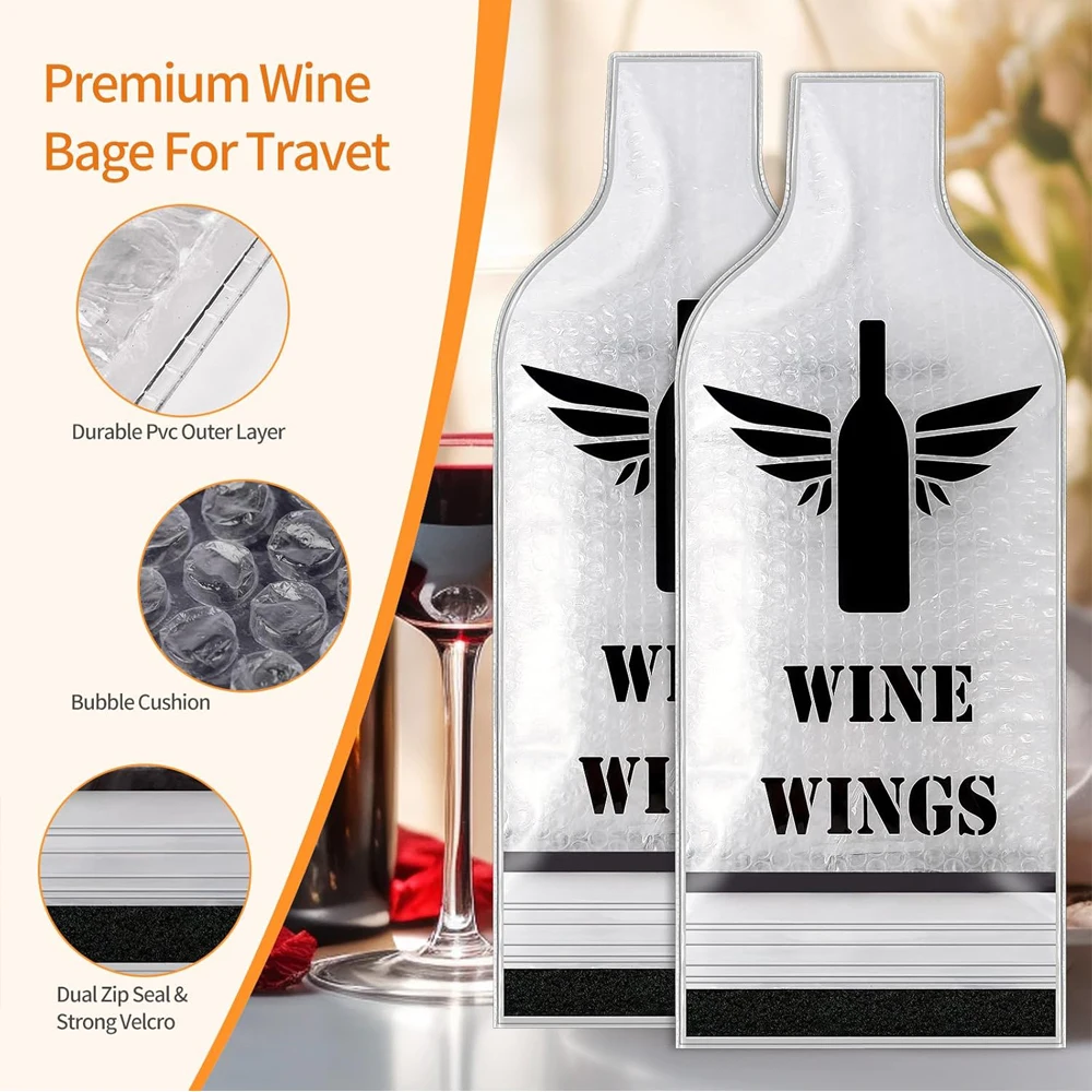 Reusable Wine Bag for Travel Wine Bottle Protector Sleeve for Airplane Car Cruise Protection Luggage Leak-proof