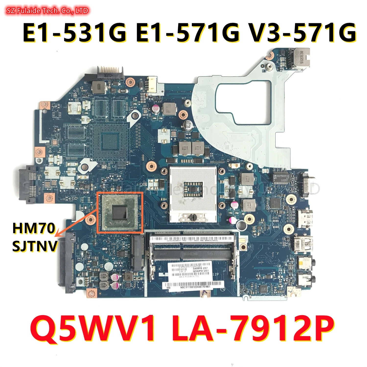 Q5WVH Q5WV1 LA-7912P เมนบอร์ด HM70สำหรับ ACER E1-531G E1-571G V3-571G เมนบอร์ดแล็ปท็อป NBC1F11001 nb. แป้นพิมพ์ C1F11.001