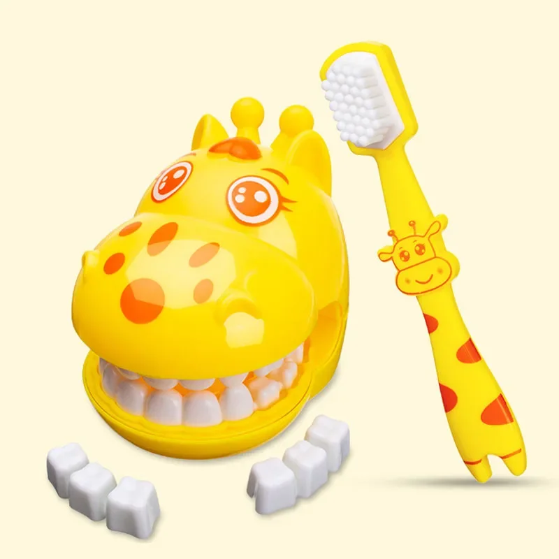 Montessori Educational Toys Cute Giraffe Dental Doctor Role-playing Games Tooth Brush Pretend Play Kids Toys for Children Gifts