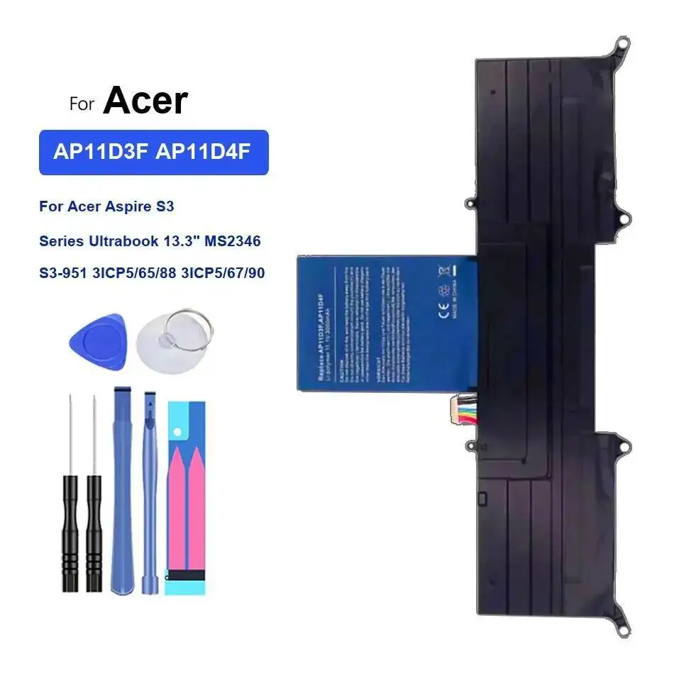 

Laptop Battery AP11D3F AP11D4F 3000Mah For Acer Aspire S3 Series Ultrabook 13.3" MS2346 S3-951 3ICP5 65 88 67 90