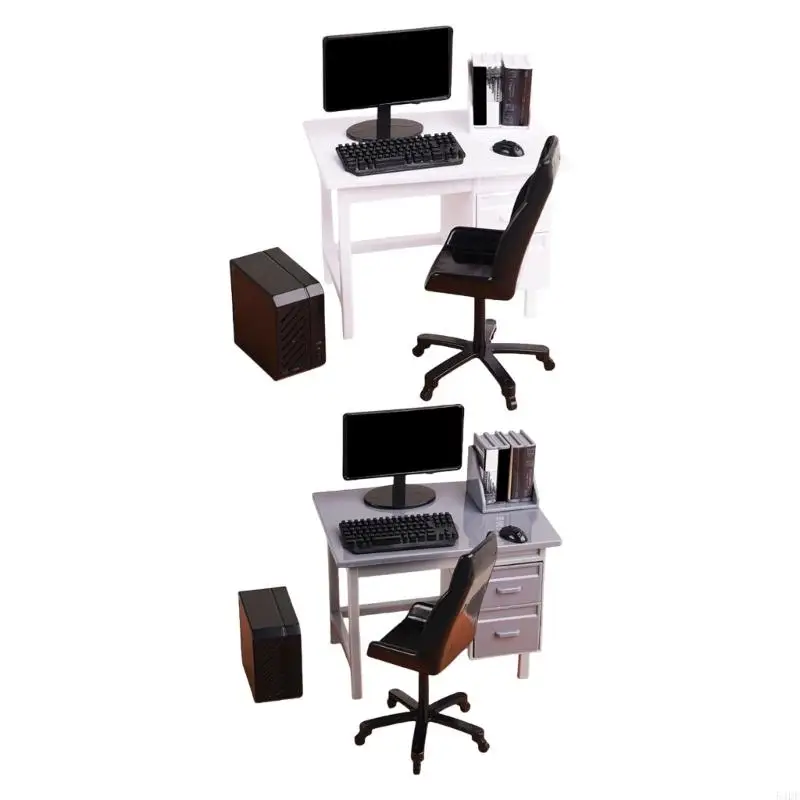 

54DF Compact Gray Office Scene Model With Precise Proportions For Photography And DIY Projects