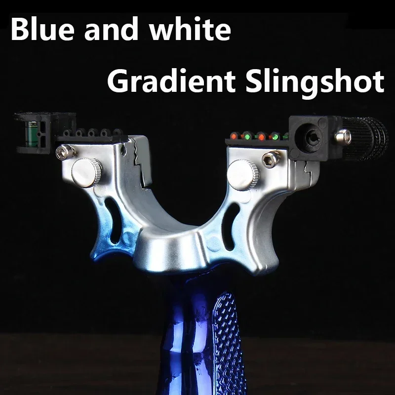 Aiming Laser Slingsshot Anti Slip Gradient Blue Slingshot Outdoor Hunting Shooting Rubber Band Steel Ball Practice Set Toy Guns