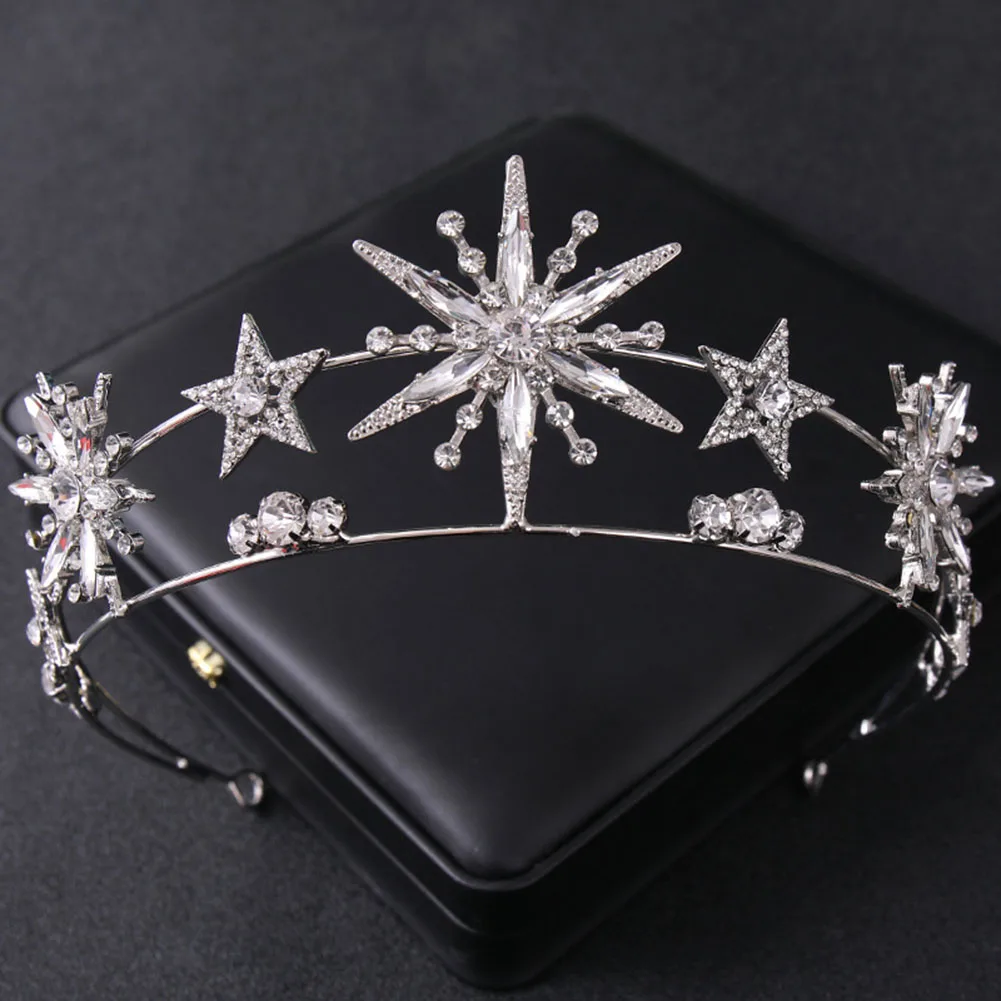 Star Shapedcrown Sparkling Rhinestone Double Layer Hairband For Women Birthday Party Wedding Hair Accessories Fashion Prom Tiara view 3