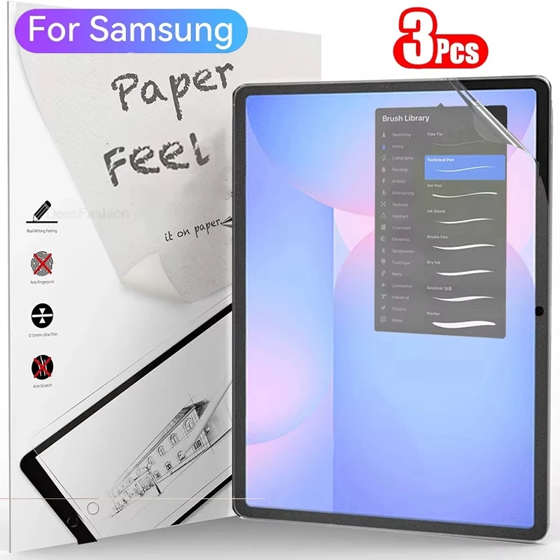 3Pcs Paper Feel Like Screen Protector For Samsung Tab A9 Plus A8 A7 Lite Tab S10 FE S6 Lite S10 Ultra S7 S8 S9 FE Plus No Glass