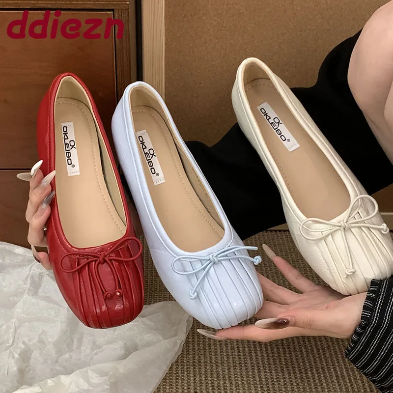 

Модные женские туфли без шнуровки на плоской подошве с узлом-бабочкой, женская обувь с круглым носком, увеличивающая рост, женская обувь на плоской подошве