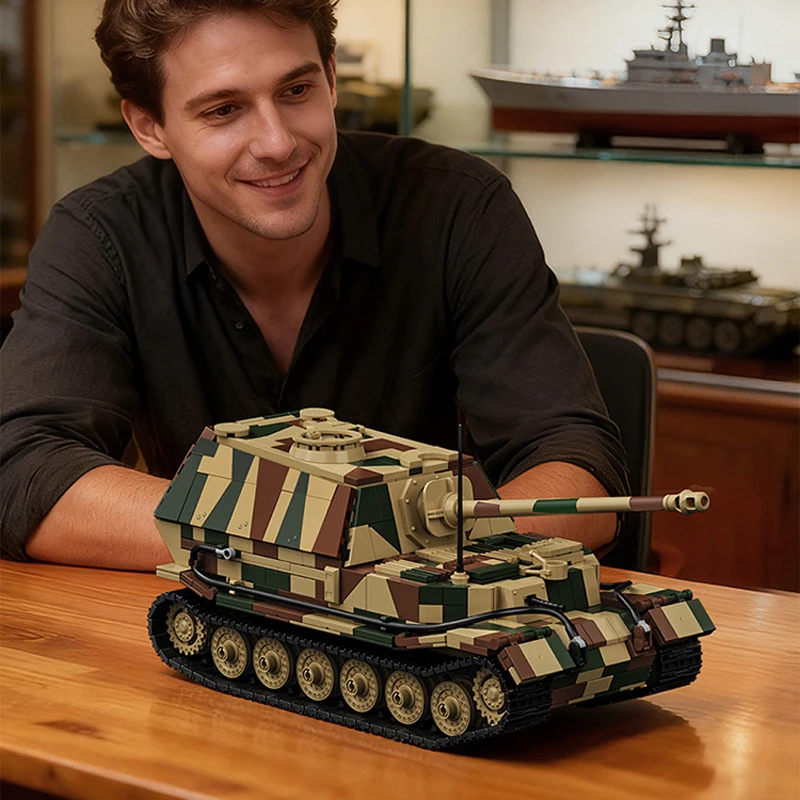 1750 Teile MOC WW2 Militärischer Deutscher Ferdinand Panzerjäger Bausteine Modellbausatz Spielzeug für Kinder Geschenkset