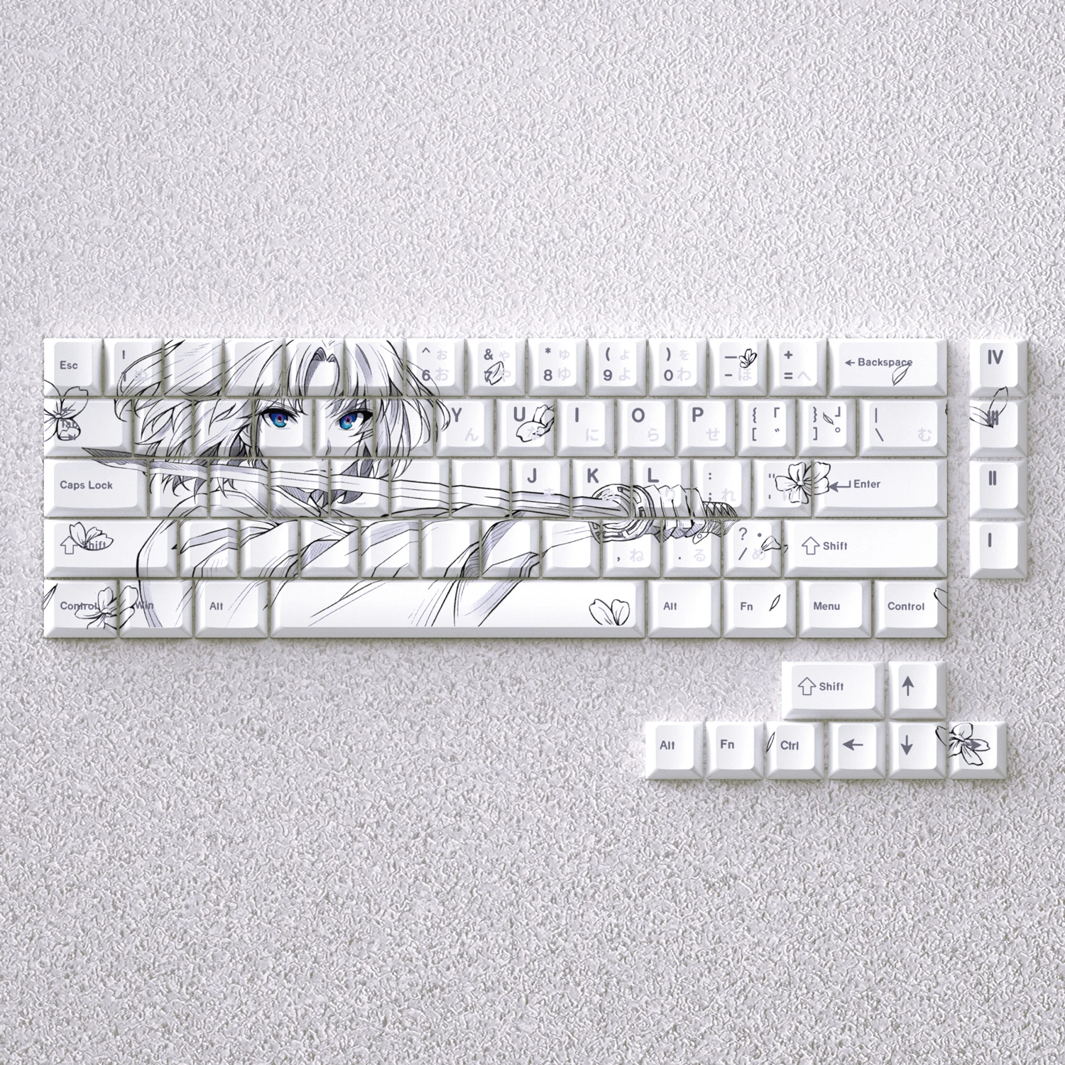 98 Keys Personalized Keycaps Set Cherry PBT Key Cap Side Print Translucent 73 Keys for Mechanical Keyboard Wooting Made68 Mad60
