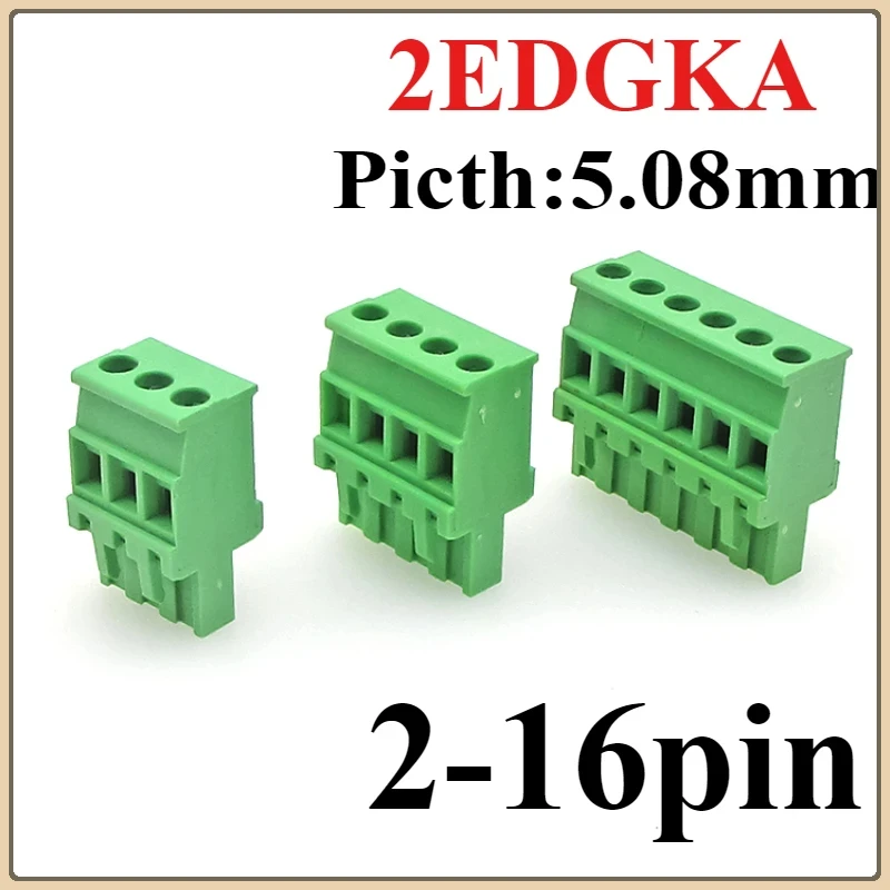 5PCS 2EDG 5.08mm Solderless Plug-in Terminal Blocks Side Outlet Vertical Plug 2EDGKA 5.08MM 2p/3/4-16P Screw Terminal Connector